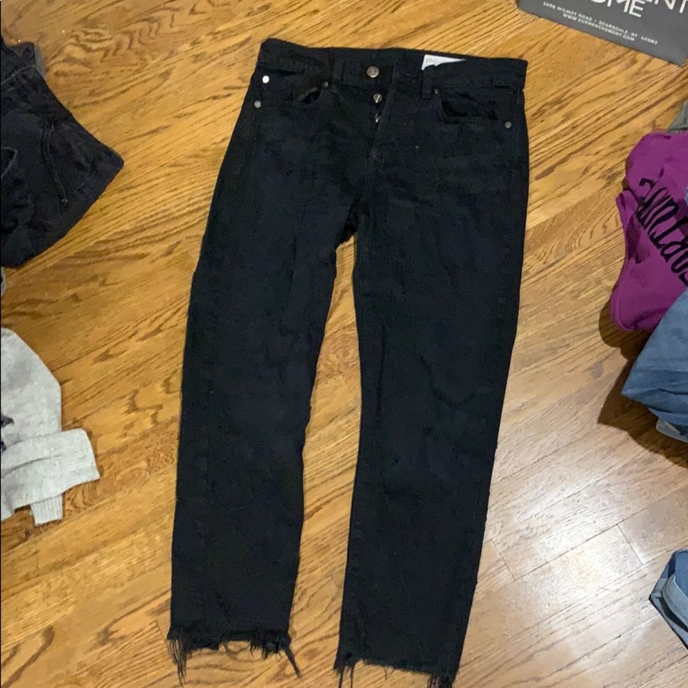 Pistola black star embroidered jeans- minor hole